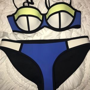 Blue/Neon yellow/white TRIANGL bikini